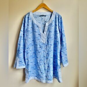 Vineyard Vines Light Blue Tropical Print Top